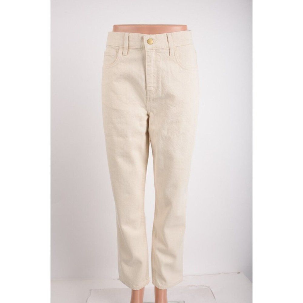 Triarchy Womens High Rise Jeans Stove Pipe Sz 25 Straight Leg Off White New